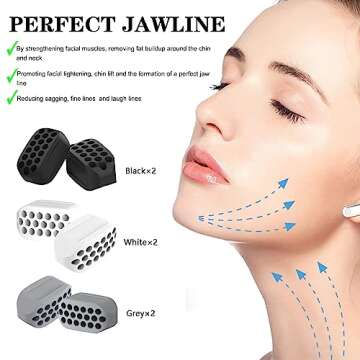 FGVOPJM Jawline Exerciser for Man and Woman 3 Resistance Levels (6 pcs) BPA Free Silicone Jaw Exerci...