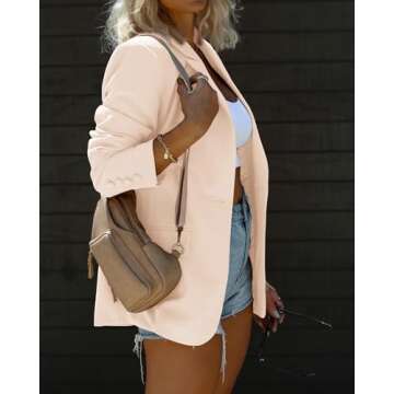 KIRUNDO Womens Blazer 2025 Spring Fall Bussiness Casual Long Sleeve Button Open Front Suit Jackets Work Clothes Pockets