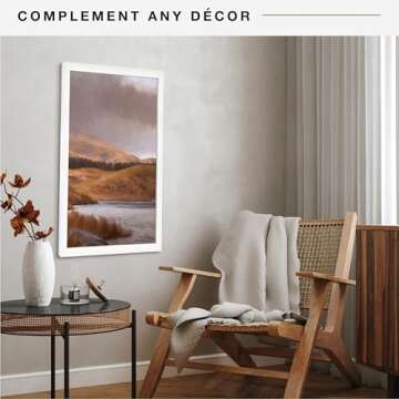 MCS Studio Gallery 18x24 Poster Frame White Woodgrain, Vertical & Horizontal Wall Hanging Large Picture Frame for Photos, Posters & Art Prints (1-Pack)