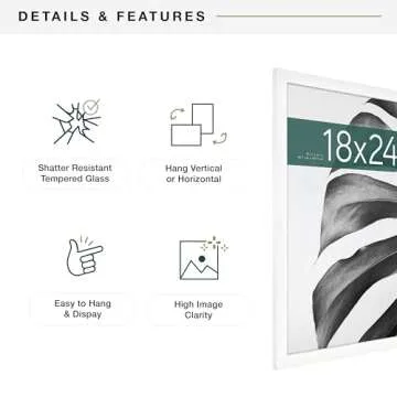 MCS Studio Gallery 18x24 Poster Frame White Woodgrain, Vertical & Horizontal Wall Hanging Large Picture Frame for Photos, Posters & Art Prints (1-Pack)