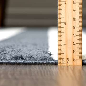 Abani Black & White Rugs Contemporary Large Pinstripe 5’3” x 7’6” (5'x8') Area Rug - Modern ...