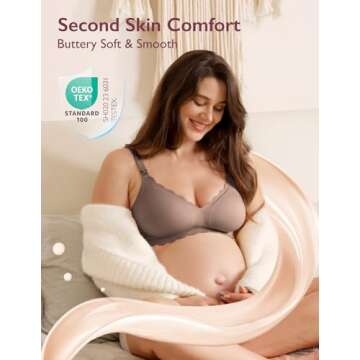 Momcozy Nursing Bras for Breastfeeding - Seamless Jelly Strip Comfort in Dark Brown