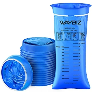 Vomit Bags 16 Pack - Non-Transparent Disposable Barf Bags for Travel & Motion Sickness