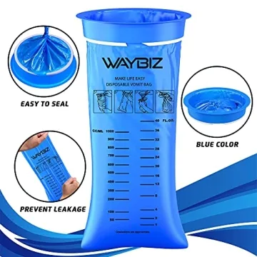 16 Pack Disposable Vomit Bags for Travel Nausea & Motion Sickness