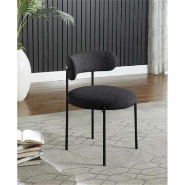 Meridian Furniture 880Black-C Beacon Collection Modern | Contemporary Boucle Fabric Upholstered Dini...