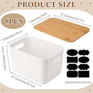 Beeveer 8 Pcs Storage Bins with Lids Plastic Storage Containers with Bamboo Lids Medicine Cabinet Or...