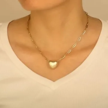 KWWLOTEE 14K Gold Plated Heart Necklace for Women