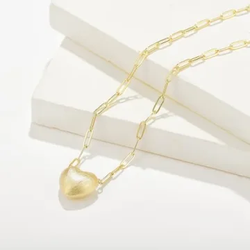 KWWLOTEE 14K Gold Plated Heart Necklace for Women
