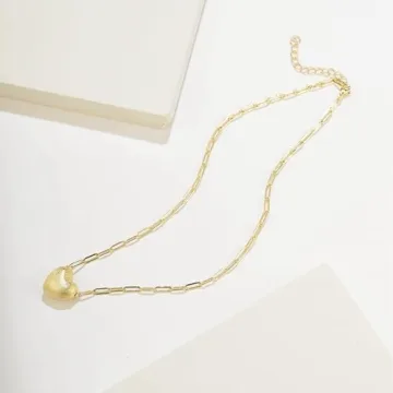 KWWLOTEE 14K Gold Plated Heart Necklace for Women