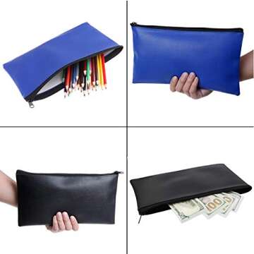 Zipper Bank Bags - 4 Pack Money Pouch PU Leather Cash and Coin Pouch with Zipper (Colorful)