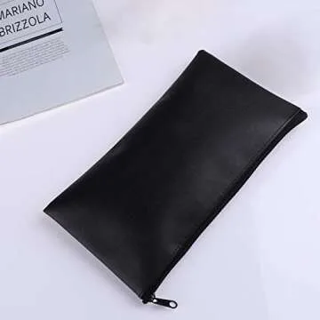 Zipper Bank Bags 4 Pack Colorful PU Leather Cash Pouches