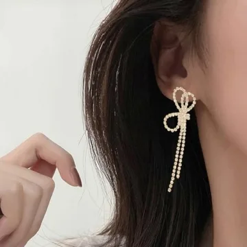 Suofrun Bow Earrings for Women Sparkly Design