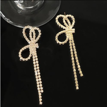 Suofrun Bow Earrings for Women Sparkly Design