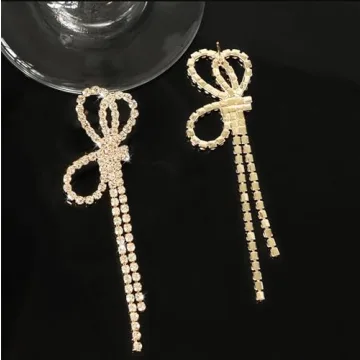 Suofrun Bow Earrings for Women Sparkly Design