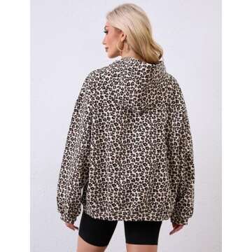 Eutten Women's Leopard Print Oversized Cheetah Print Hoodie Y2k Graphic Streetwear Pullover Hooded Sweatshirt