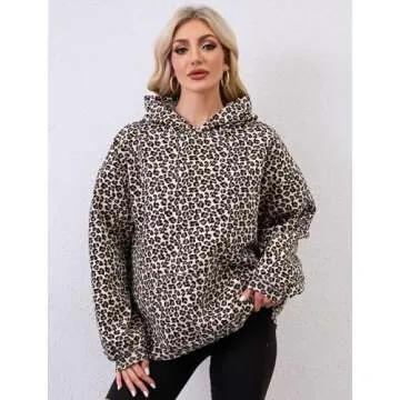 Eutten Women's Leopard Print Oversized Cheetah Print Hoodie Y2k Graphic Streetwear Pullover Hooded Sweatshirt