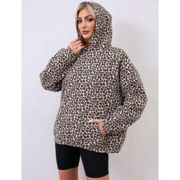 Eutten Women's Leopard Print Oversized Cheetah Print Hoodie Y2k Graphic Streetwear Pullover Hooded Sweatshirt