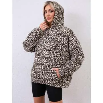 Eutten Women's Leopard Print Oversized Cheetah Print Hoodie Y2k Graphic Streetwear Pullover Hooded Sweatshirt