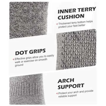 Breslatte Grip Socks Pilates Socks with Grips for Women Non Slip Grippers No Slip Womens 3pairs 3white