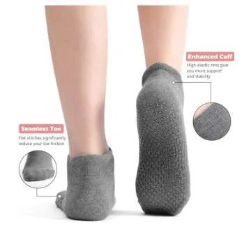 Breslatte Grip Socks Pilates Socks with Grips for Women Non Slip Grippers No Slip Womens 3pairs 3white