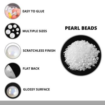 Articyard 5700 AB White Half Pearls for Crafts - Flatback Pearls/Jewels Pearls for Nails, DIY Accessory, Art and Fashion Projects - Neatly Organized Craft White Pearls for Makeup and Creative People