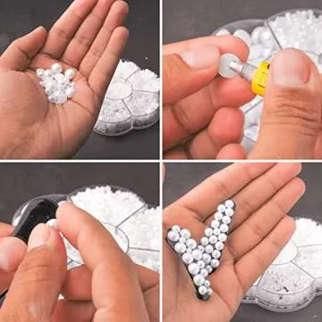 Articyard 5700 AB White Half Pearls for Crafts - Flatback Pearls/Jewels Pearls for Nails, DIY Accessory, Art and Fashion Projects - Neatly Organized Craft White Pearls for Makeup and Creative People