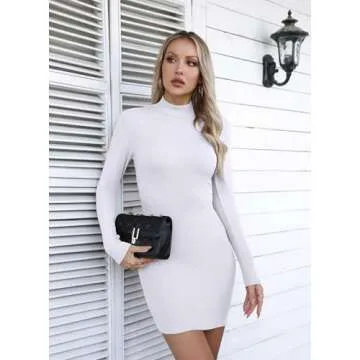Stylish Valiamcep Mock Turtleneck Bodycon Dress