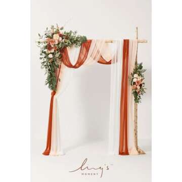 Ling's Moment Fall Wedding Arch Flowers with Drapes Kit-Pack of 5, 2pcs Flower Arrangements 3pcs Han...