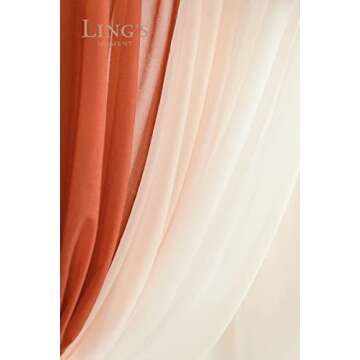 Ling's Moment Fall Wedding Arch Flowers with Drapes Kit-Pack of 5, 2pcs Flower Arrangements 3pcs Hanging Sheer Drapes, Terracotta Orange Floral Garland Ceremony Arbor Home Backdrop Rose Decorations