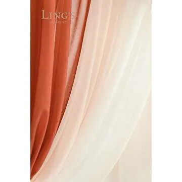 Ling's Moment Fall Wedding Arch Flowers with Drapes Kit-Pack of 5, 2pcs Flower Arrangements 3pcs Hanging Sheer Drapes, Terracotta Orange Floral Garland Ceremony Arbor Home Backdrop Rose Decorations