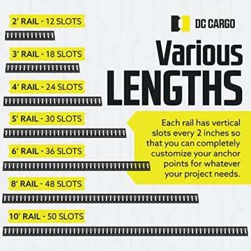 DC Cargo - Indoor E Track Tie Down Rail Kit 8' (4 Pack) for Garages, Vans, Trailers, Motorcycle Tie Downs, ATV Mountings - Powder-Coat Black - Secure Cargo & Heavy Loads Up to 2,000 lbs