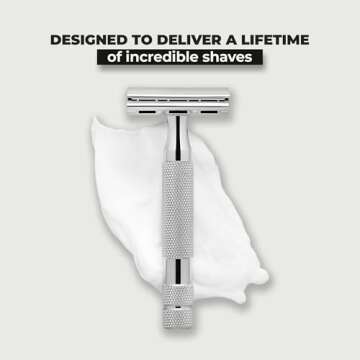 ROCKWELL RAZORS 2C Razor with 5 Blades, 6 Piece Set, White Chrome | 2 Adjustable Shave Settings = TWO razors for the cost of ONE