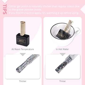 GAOY Glitter Gel Nail Polish, Light Pink Glitter Gel Polish, 13ml Sparkle Diamond Color 1122 for Nail Art, Nail Lamp Needed