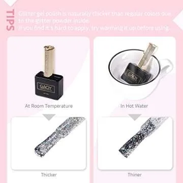 GAOY Glitter Gel Nail Polish, Light Pink Glitter Gel Polish, 13ml Sparkle Diamond Color 1122 for Nail Art, Nail Lamp Needed