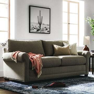 Amazon Brand – Stone & Beam Modern Bedroom Table Desk Lamp With Light Bulb - 8 x 8 x 20.5 Inches, Wood Grain