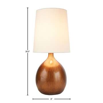 Amazon Brand – Stone & Beam Modern Bedroom Table Desk Lamp With Light Bulb - 8 x 8 x 20.5 Inches, Wood Grain