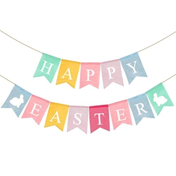 Happy Easter Banner Easter Chicken Egg Felt Happy Easter Bunny Banner Felt Easter Banner Garland for...