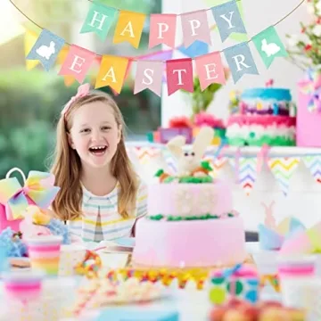 Durable Burlap Happy Easter Bunny Banner for Spring Decor