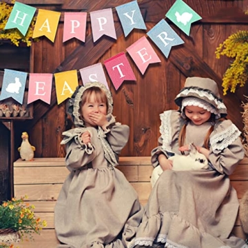 Durable Burlap Happy Easter Bunny Banner for Spring Decor