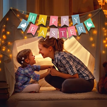 Durable Burlap Happy Easter Bunny Banner for Spring Decor