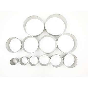 JOKUMO 12 Piece Plain Round Pastry/Cookie Cutter Set Heavy Duty Commercial Grade 18/8 304 Stainless Steel - Metal Marked Size – Perfect For Cooking Enthusiast