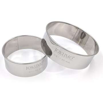 JOKUMO 12 Piece Plain Round Pastry/Cookie Cutter Set Heavy Duty Commercial Grade 18/8 304 Stainless Steel - Metal Marked Size – Perfect For Cooking Enthusiast