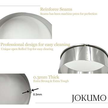 JOKUMO 12 Piece Plain Round Pastry/Cookie Cutter Set Heavy Duty Commercial Grade 18/8 304 Stainless Steel - Metal Marked Size – Perfect For Cooking Enthusiast