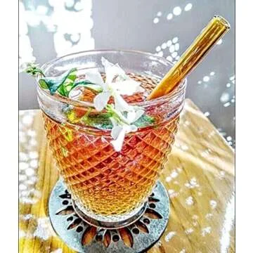 ToMA Glass Straws | Set of 25 | 6" x 9mm | Reusable Straws | Drinking Straws | Cocktail Straws | for Cocktails | Designed in the USA | Straw Cleaner Brush Included, Mixed Earth Tone Colors