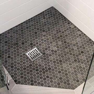 Neodrain Square Shower Drain, 4 inch Stainless Steel with Grate