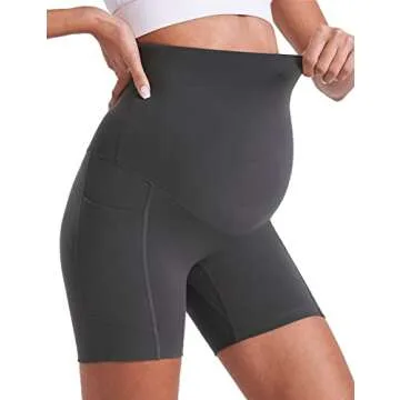 Maternity Yoga Shorts with Pockets for Comfort