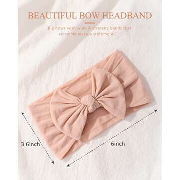 jollybows 12pcs Baby Nylon Headbands With Bow Elastic Hairband For Girls Newborn Infant Toddlers Kids Hair Accessories