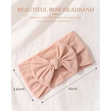jollybows 12pcs Baby Nylon Headbands With Bow Elastic Hairband For Girls Newborn Infant Toddlers Kids Hair Accessories