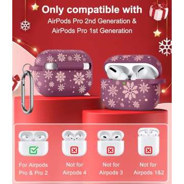 Christmas Two Tone Engraved Case for AirPods Pro Case 2nd 1st Generation Case Cover, TOYOUTHS Cute H...