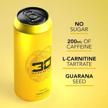 3D Energy Alphaland | Sugar Free Energy Drink | Pre Workout Energy | 200mg Caffeine with Taurine and...